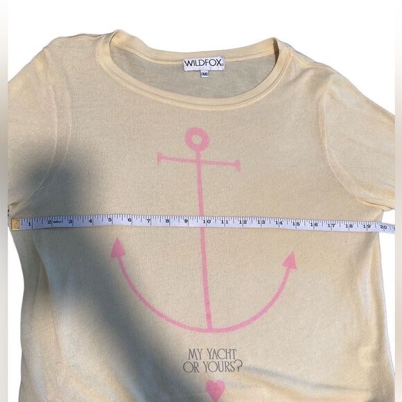 WildFox- Women’s Baby Yellow and Pink My Yacht Or Yours Pullover Sweatshirt, M - Picture 6 of 9